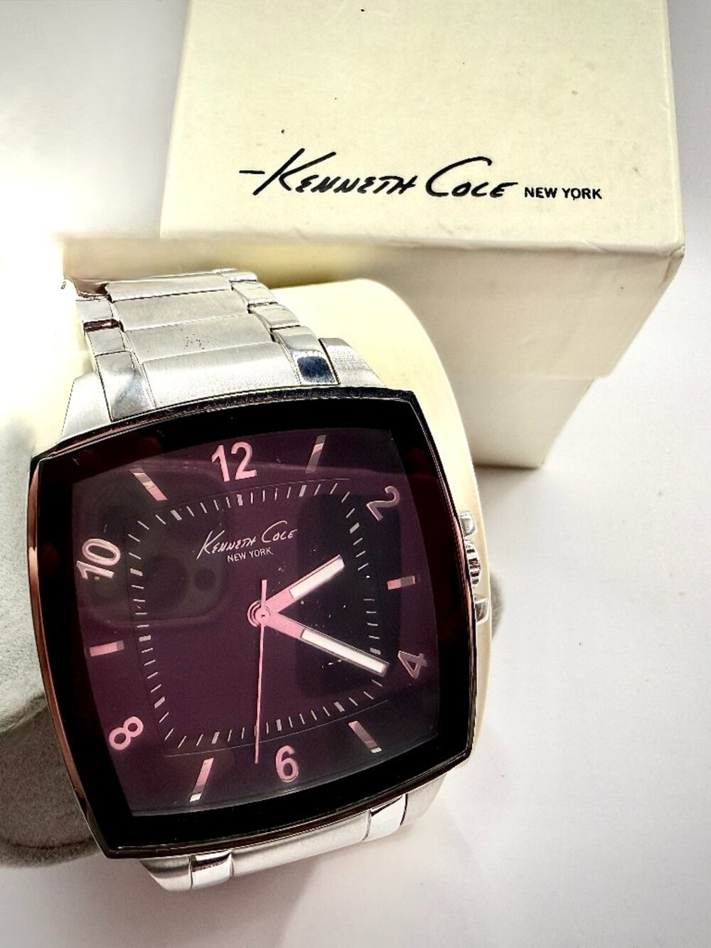 Kenneth Cole New York Men's Quartz Analog Watch Black Dial Silver Bracelet 41mm
